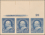 1c blue Franklin strip of three
