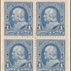 1c blue Franklin block of four