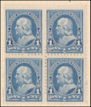 1c blue Franklin block of four