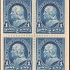 1c blue Franklin block of four