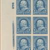 1c blue Franklin block of six