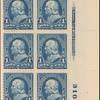1c blue Franklin block of six