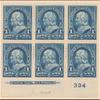 1c blue Franklin block of six