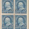 1c blue Franklin block of four