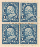 1c blue Franklin block of four