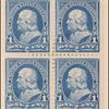 1c blue Franklin block of four