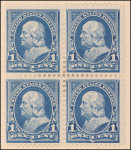 1c blue Franklin block of four