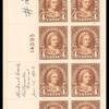 4c yellow brown Martha Washington block of twenty