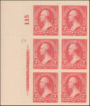 2c carmine Washington block of six