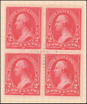 2c carmine Washington block of four