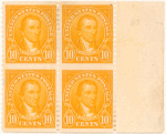 10c orange James Monroe block of four