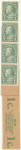 1c yellow green Franklin strip of four