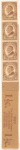 1 1/2c yellow brown Warren G. Harding strip of four
