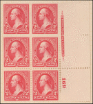 2c carmine Washington block of six