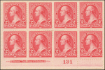 2c carmine Washington block of eight