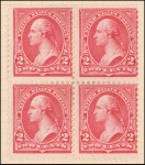 2c carmine Washington block of four