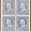 1c ultramarine Franklin block of four