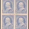 1c ultramarine Franklin block of four