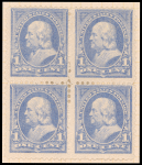 1c ultramarine Franklin block of four