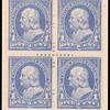1c ultramarine Franklin block of four