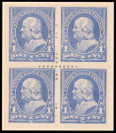 1c ultramarine Franklin block of four