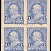 1c ultramarine Franklin block of four