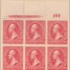 2c carmine Washington block of six