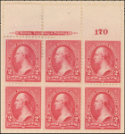 2c carmine Washington block of six
