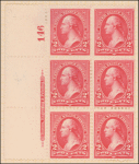 2c carmine Washington block of six