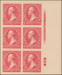2c carmine Washington block of six