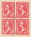 2c carmine Washington block of four