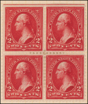 2c carmine Washington block of four