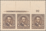 4c dark brown Lincoln strip of three