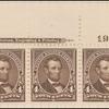 4c dark brown Lincoln strip of three