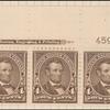4c dark brown Lincoln strip of three