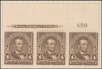4c dark brown Lincoln strip of three