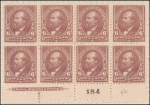 6c dull brown Garfield block of eight