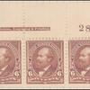 6c dull brown Garfield strip of three