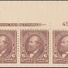 6c dull brown Garfield strip of three