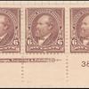 6c dull brown Garfield strip of three