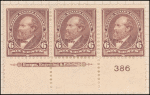 6c dull brown Garfield strip of three