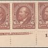6c dull brown Garfield strip of three