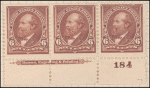 6c dull brown Garfield strip of three