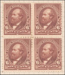 6c dull brown Garfield block of four