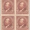 6c dull brown Garfield block of four
