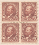 6c dull brown Garfield block of four