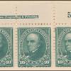 10c dark green Webster strip of three