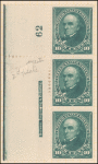 10c dark green Webster strip of three