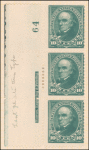 10c dark green Webster strip of three