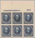 15c dark blue Clay block of six